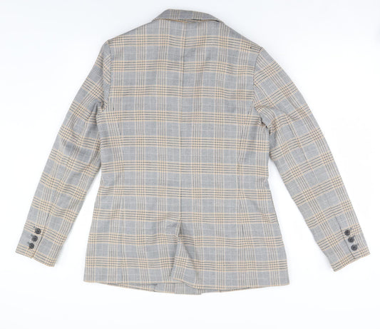 NEXT Womens Beige Plaid  Jacket Coat Size 14