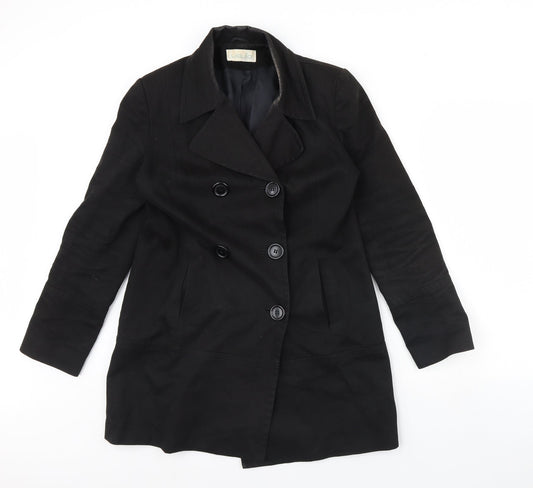 Liquid Womens Black   Overcoat Coat Size 12  - Shoulder Pads