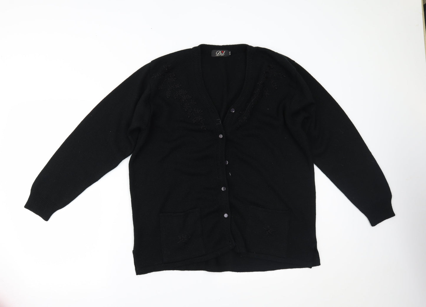 Dil Womens Black   Cardigan Jumper Size XL