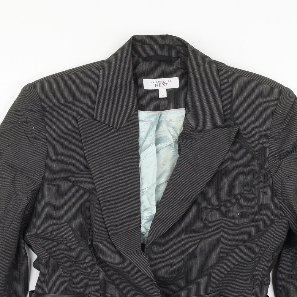NEXT Womens Grey Striped  Jacket Suit Jacket Size 12
