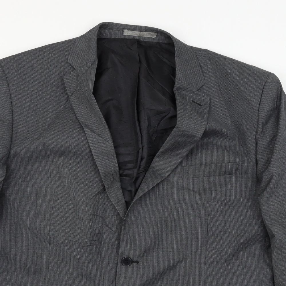 Pierre Cardin Mens Black Striped  Jacket Suit Jacket Size XL