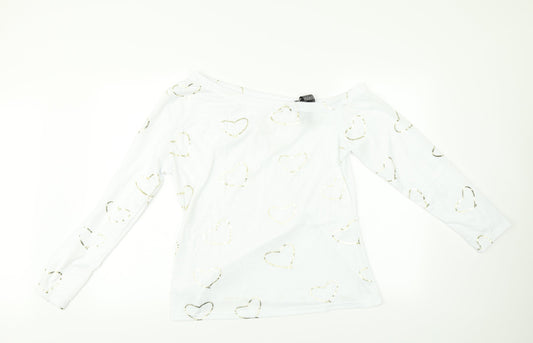 Preworn Womens White    Pyjama Top Size L  - Heart print
