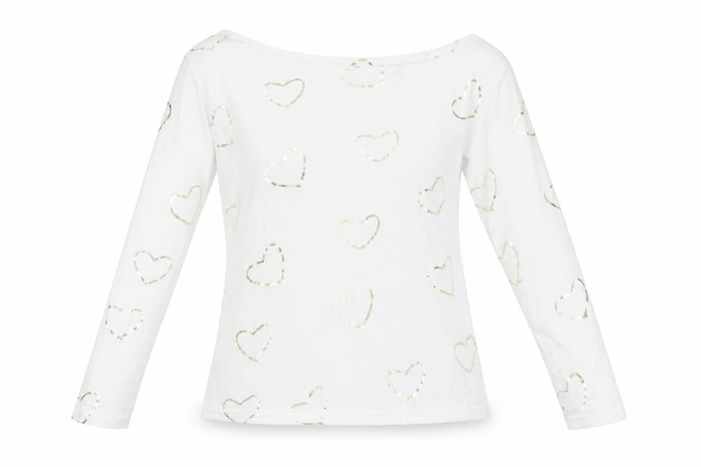 Preworn Womens White    Pyjama Top Size L  - Heart print