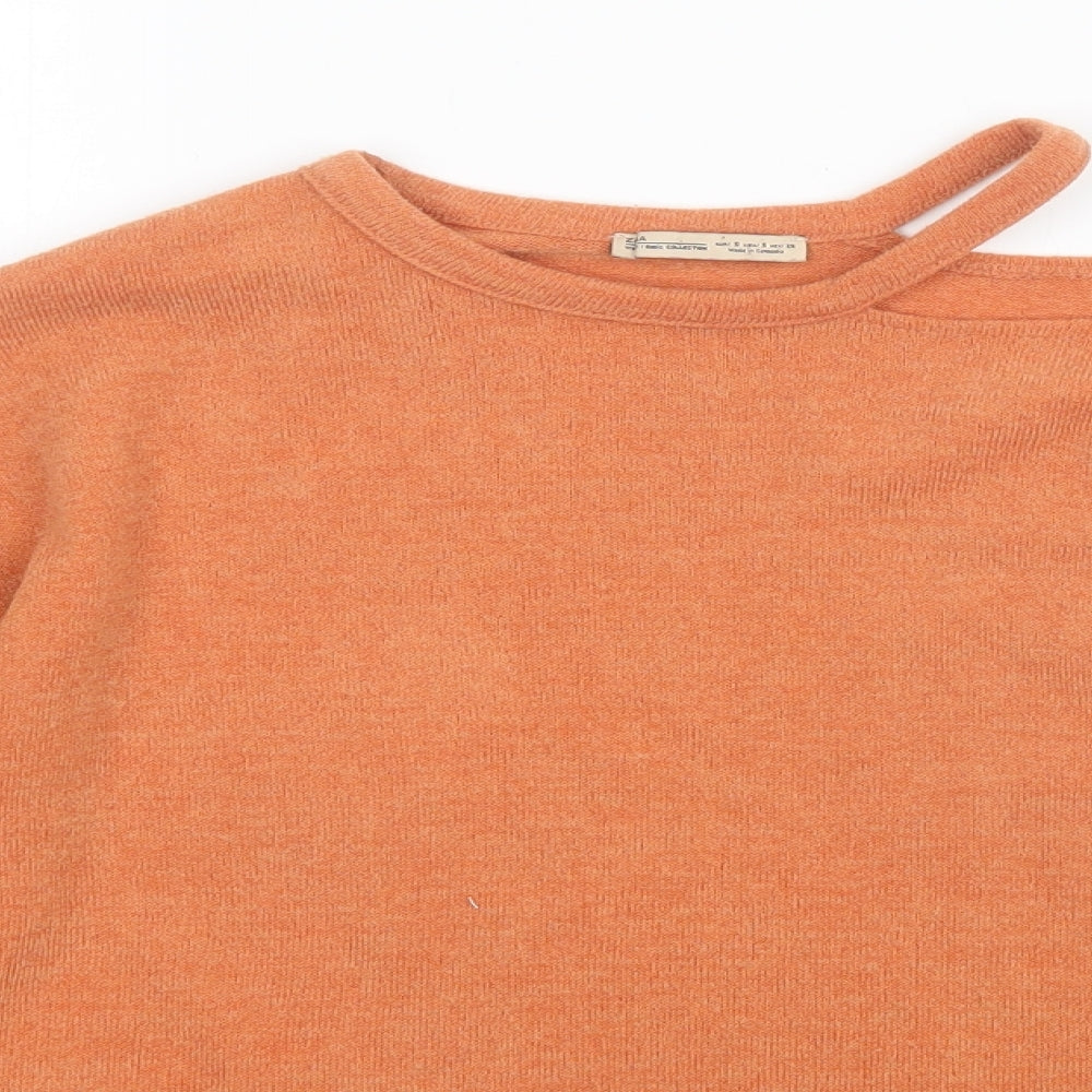 Zara Womens Orange   Pullover Jumper Size S