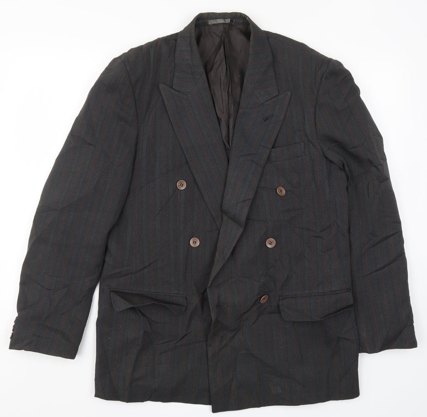 Preworn Mens Grey Striped  Jacket Suit Jacket Size 40  - Red and Blue