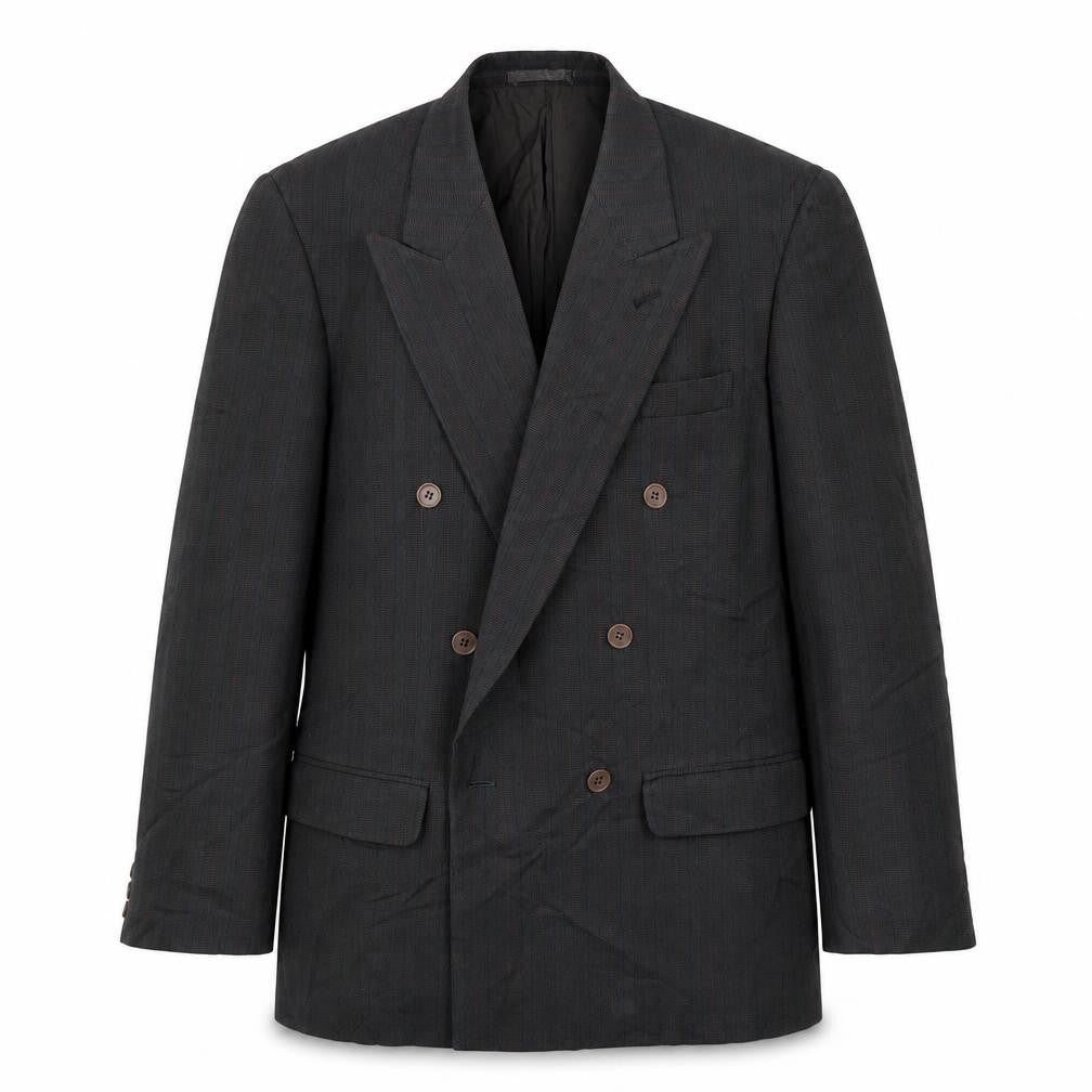Preworn Mens Grey Striped  Jacket Suit Jacket Size 40  - Red and Blue
