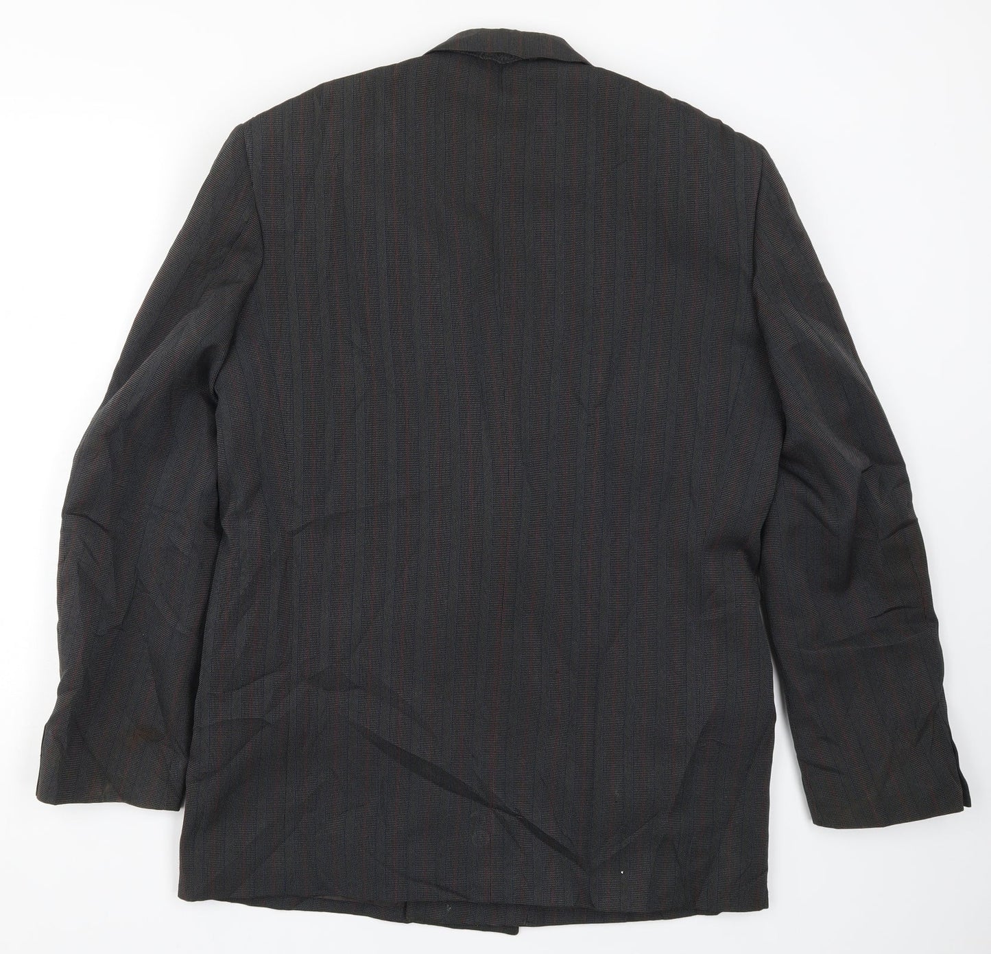 Preworn Mens Grey Striped  Jacket Suit Jacket Size 40  - Red and Blue