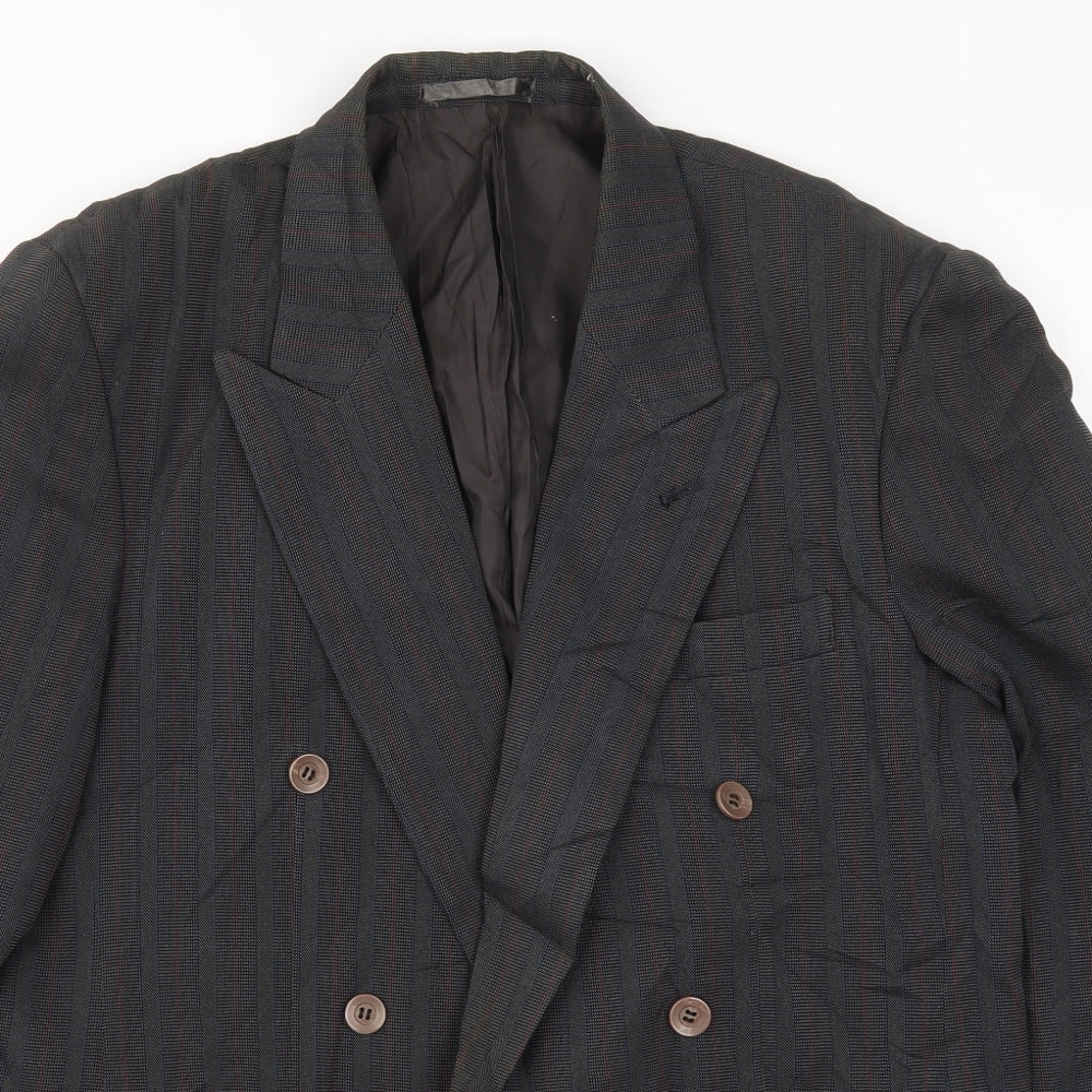 Preworn Mens Grey Striped  Jacket Suit Jacket Size 40  - Red and Blue