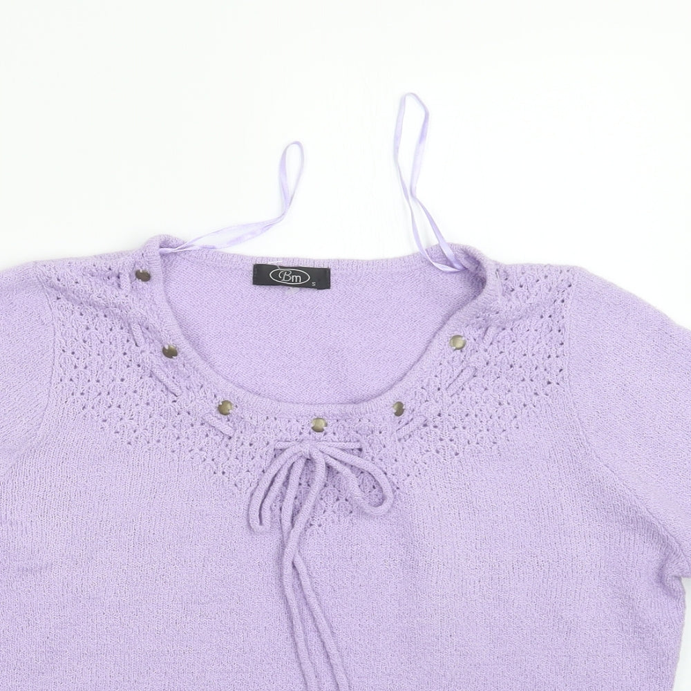 BM Womens Purple  Knit Pullover Jumper Size S