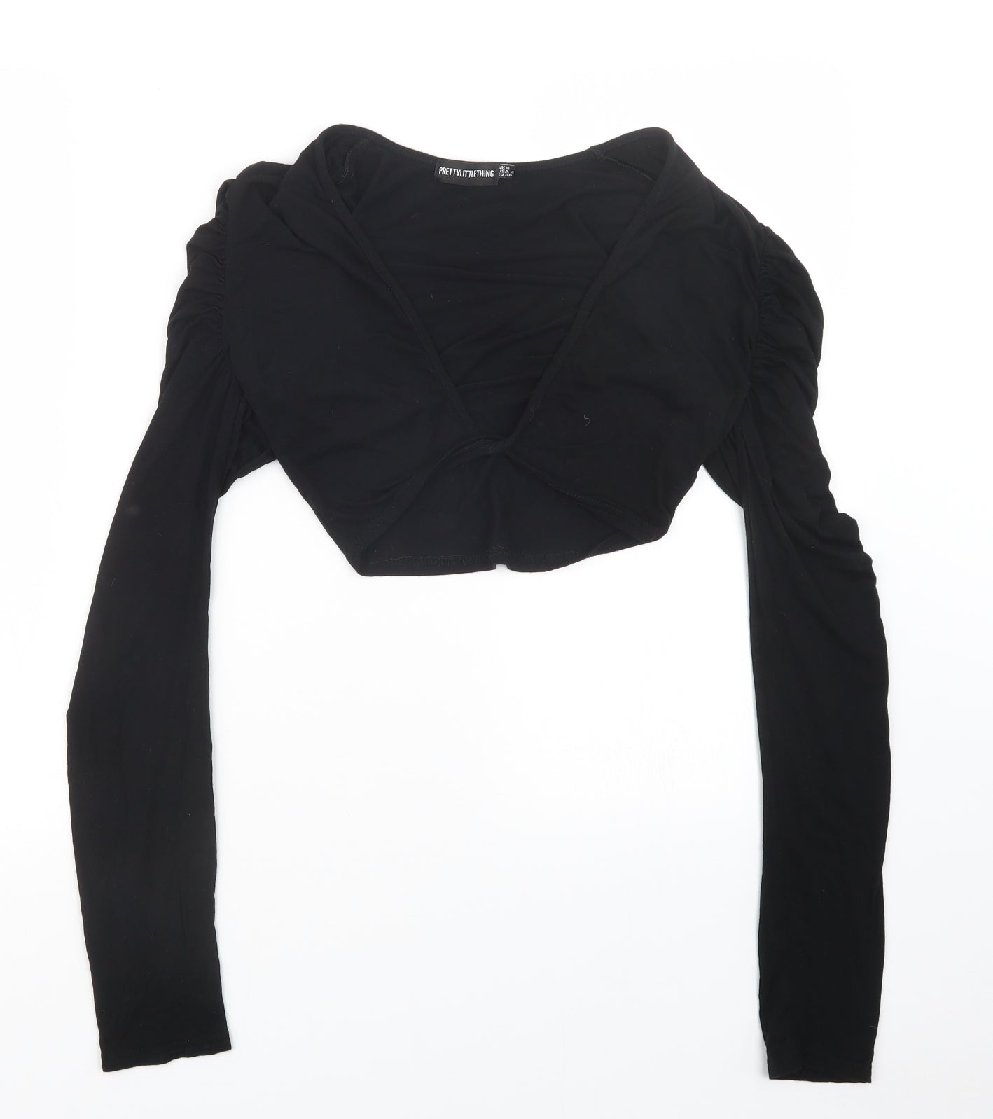 PRETTYLITTLETHING Womens Black   Cropped T-Shirt Size 8