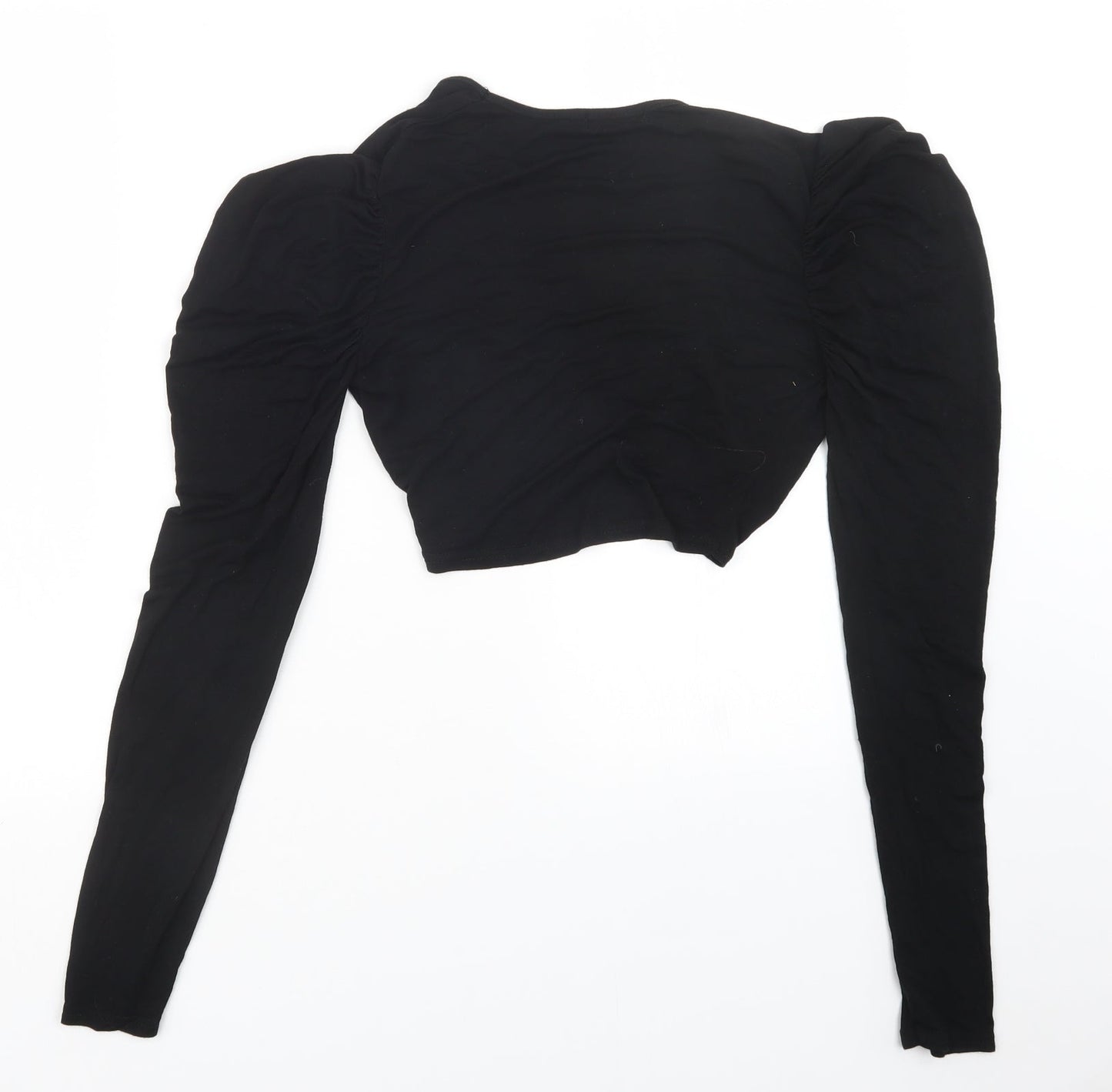 PRETTYLITTLETHING Womens Black   Cropped T-Shirt Size 8