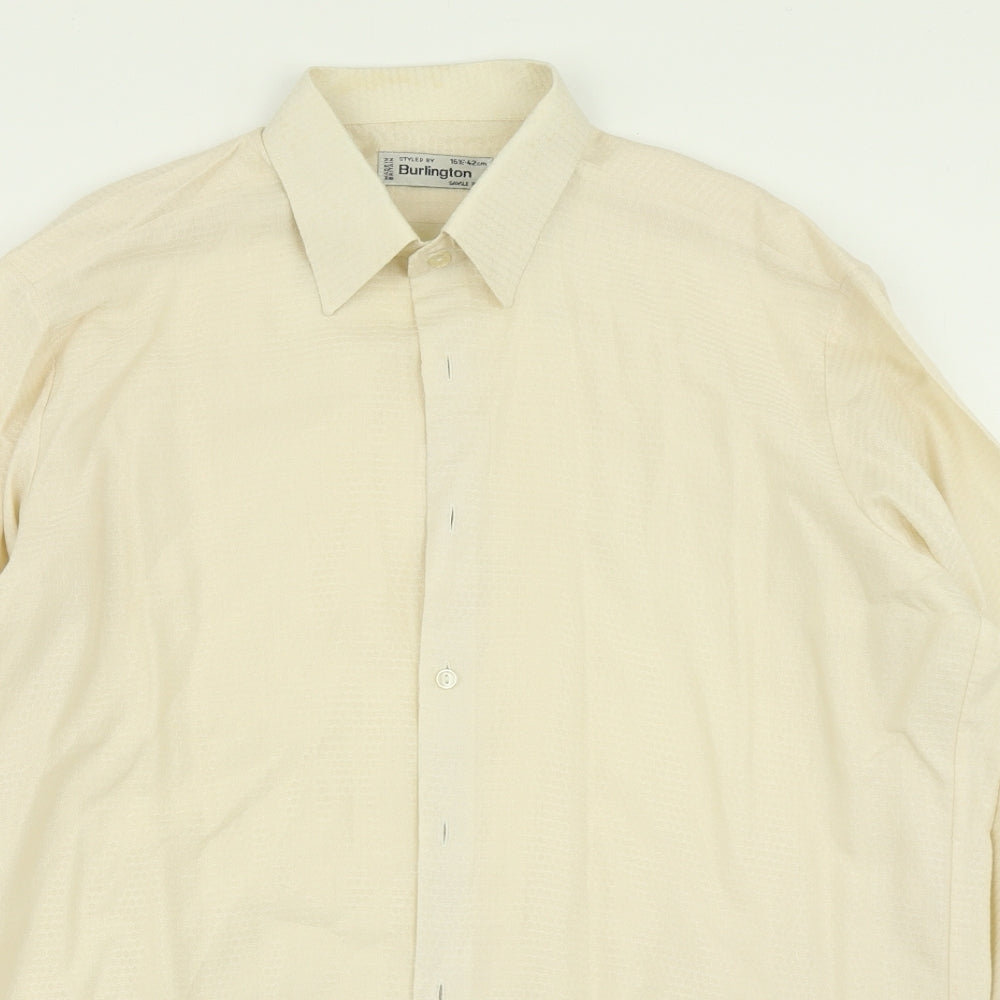 Burlin  Mens Beige    Button-Up Size 16.5