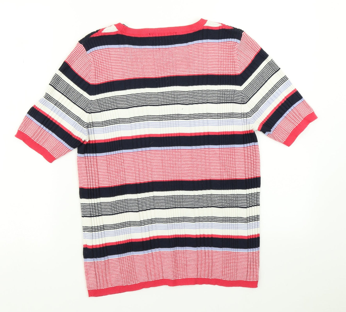 M&S Collection Womens Red Striped Knit Pullover Jumper Size 16