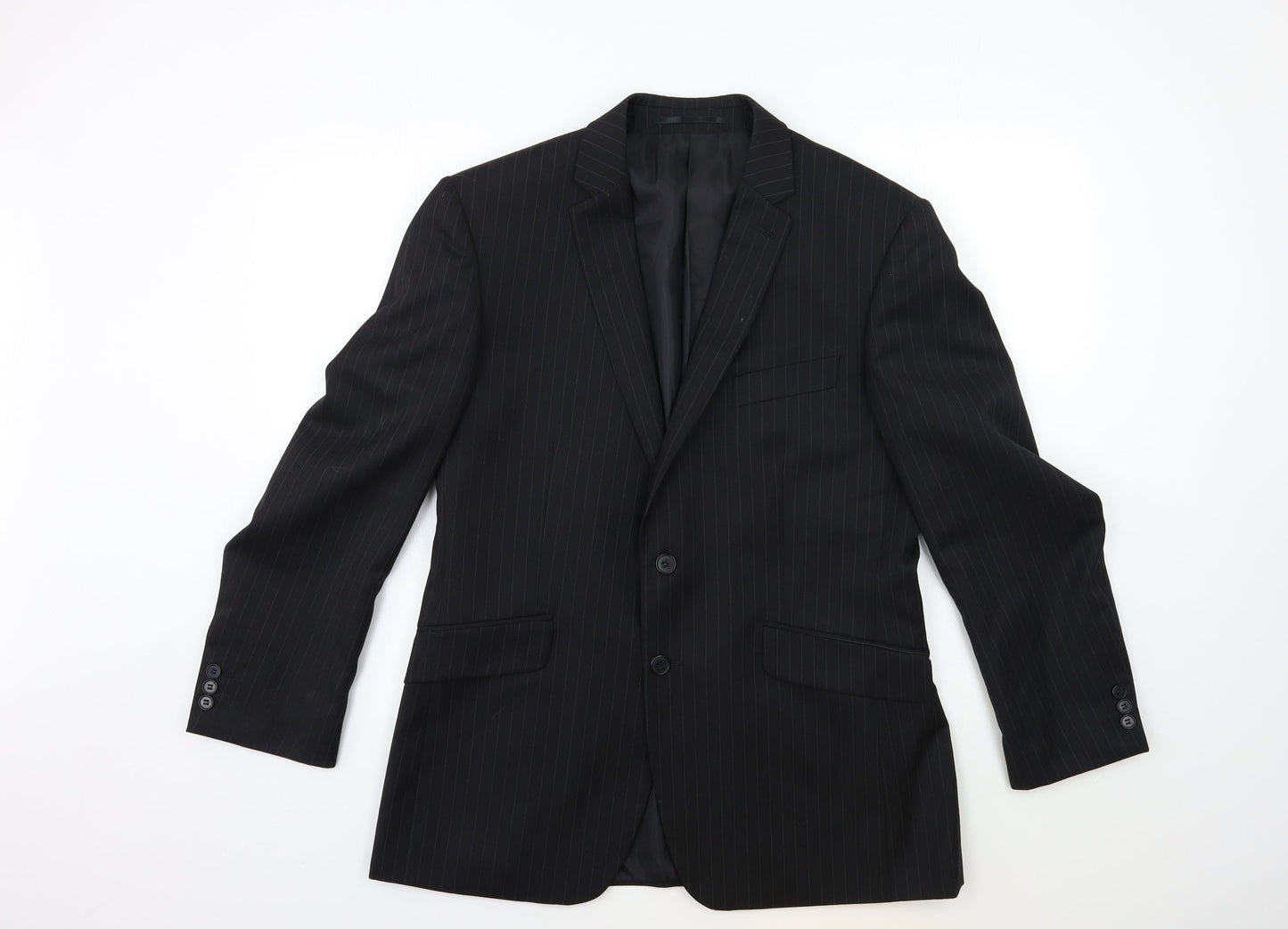 Burton Mens Black Striped  Jacket Suit Jacket Size 40