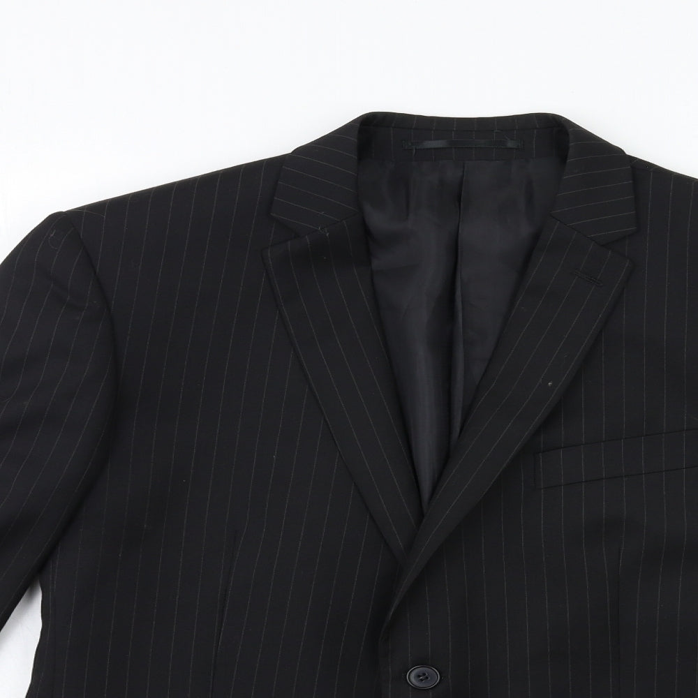 Burton Mens Black Striped  Jacket Suit Jacket Size 40