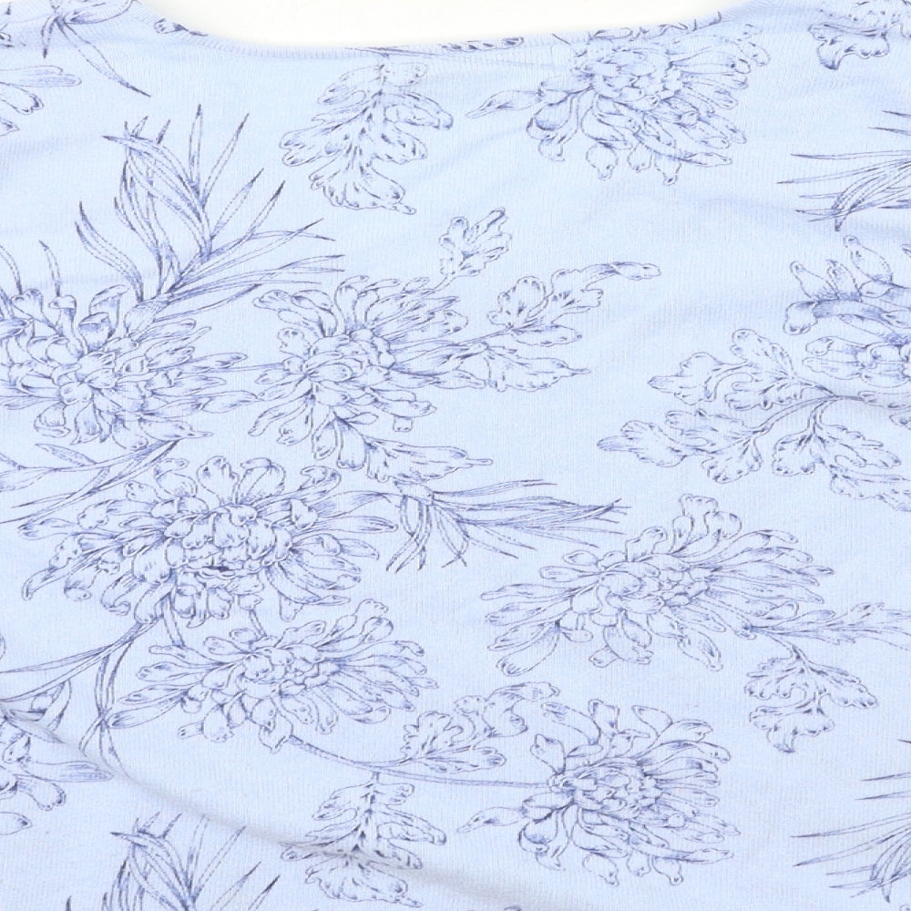 M&Co Womens Blue Floral Knit Pullover Jumper Size L