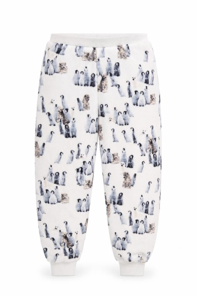 Marks and Spencer Girls White Geometric Fleece Top Lounge Pants Size 6 Years