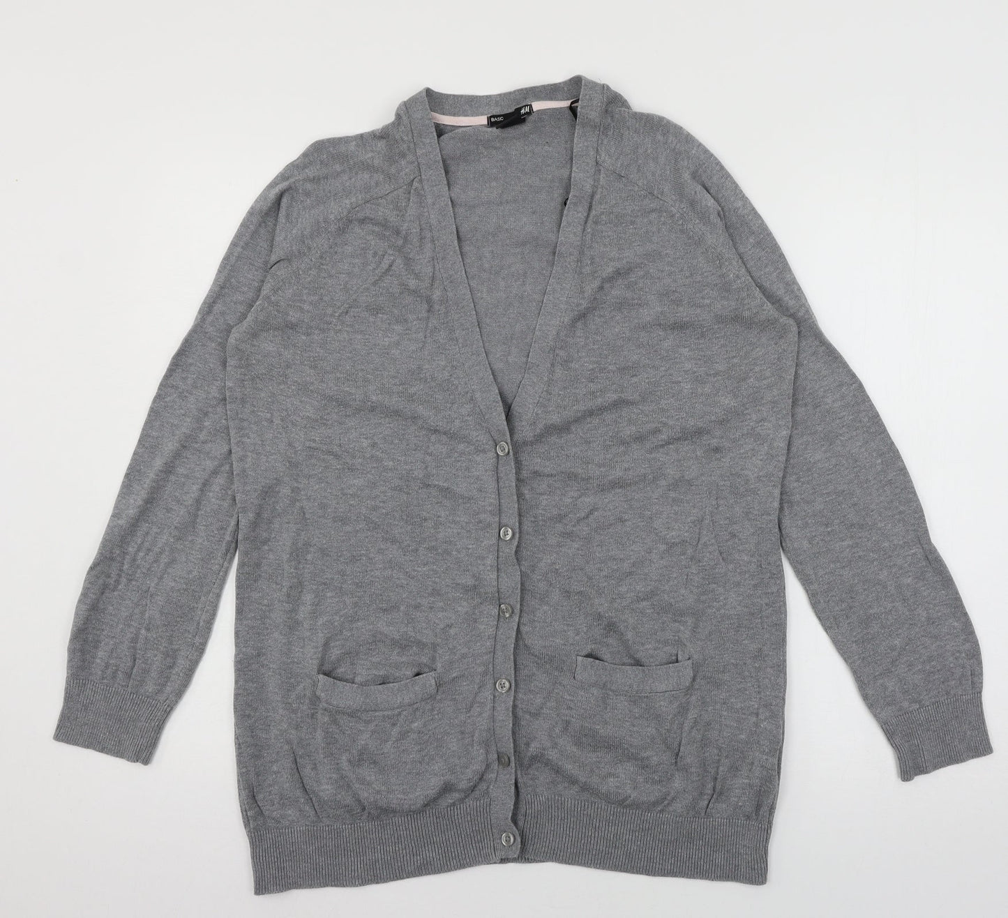 H&M Womens Grey  Knit Cardigan Jumper Size M