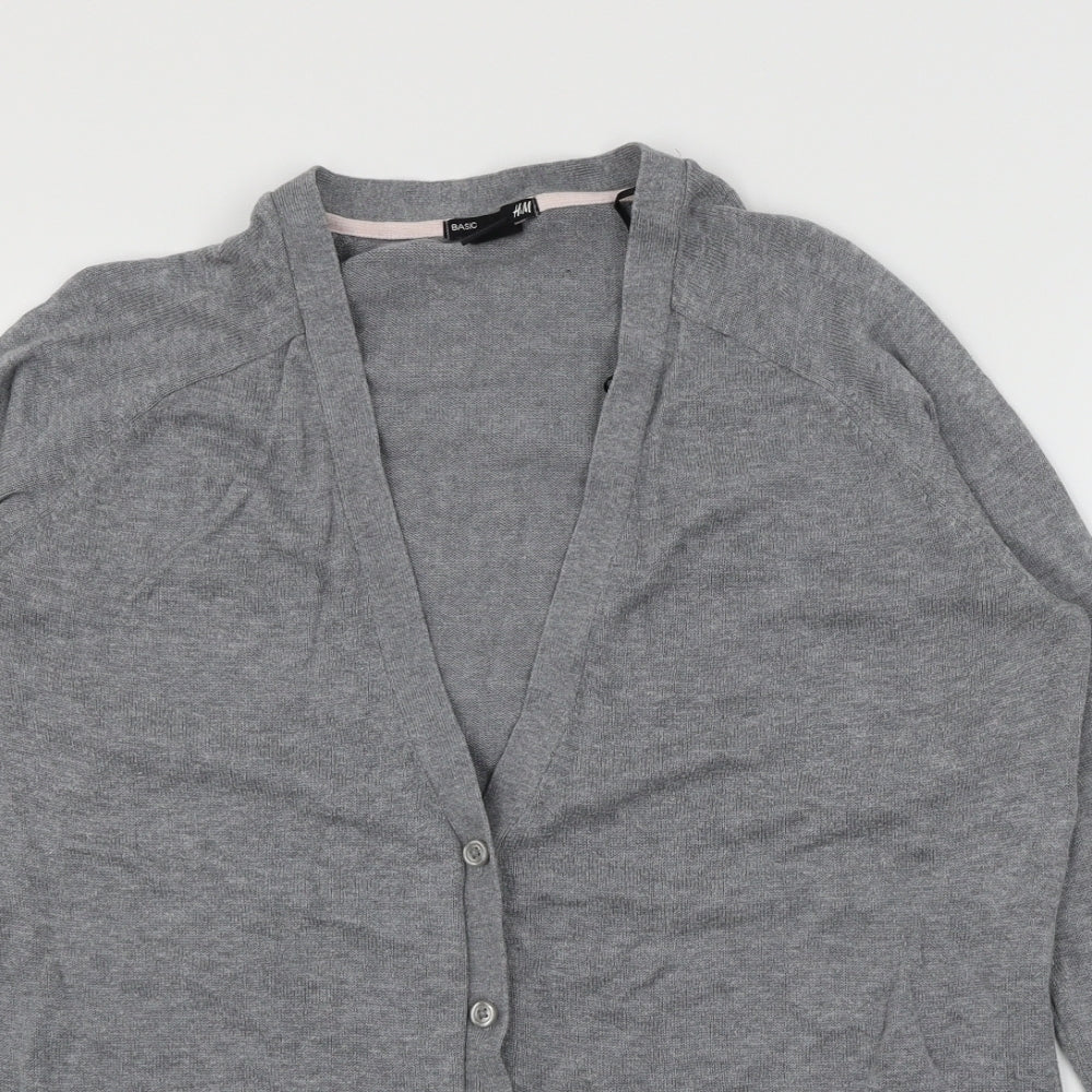 H&M Womens Grey  Knit Cardigan Jumper Size M