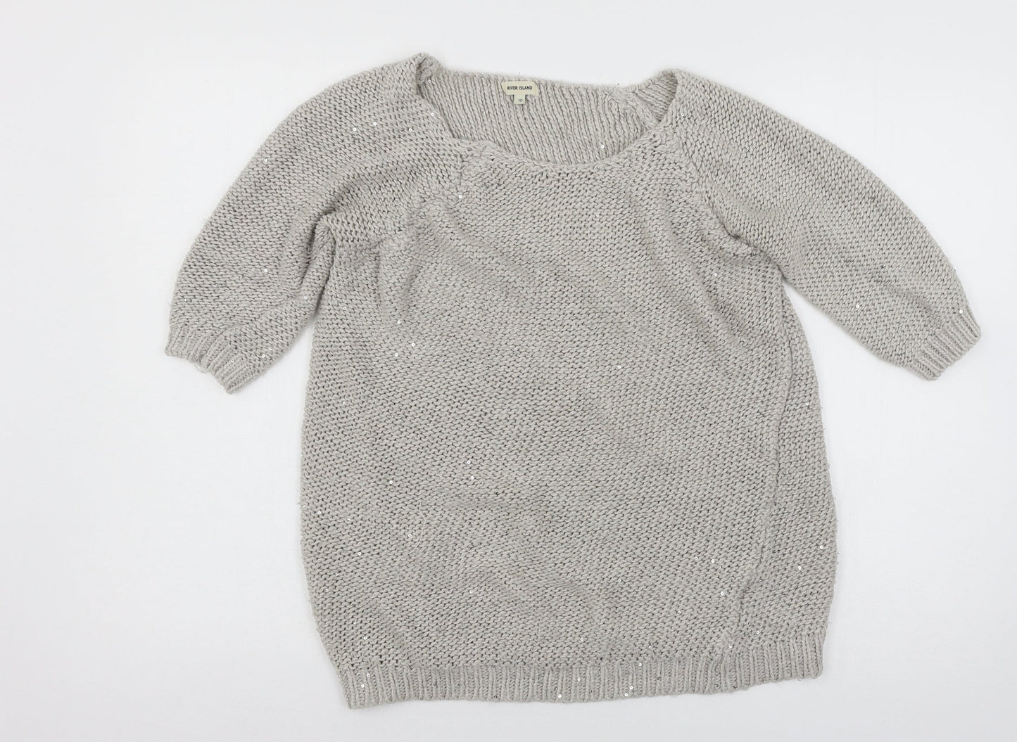 River Island Womens Grey  Knit Pullover Jumper Size 10