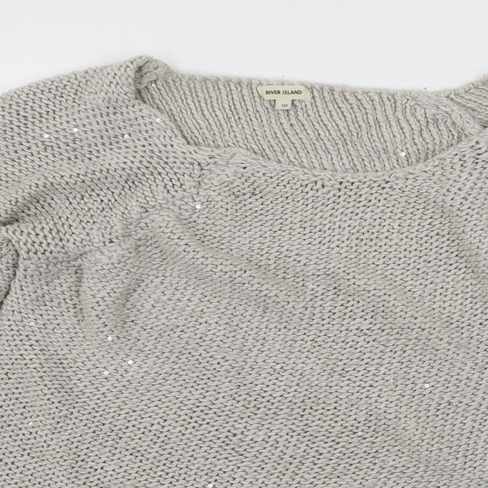 River Island Womens Grey  Knit Pullover Jumper Size 10