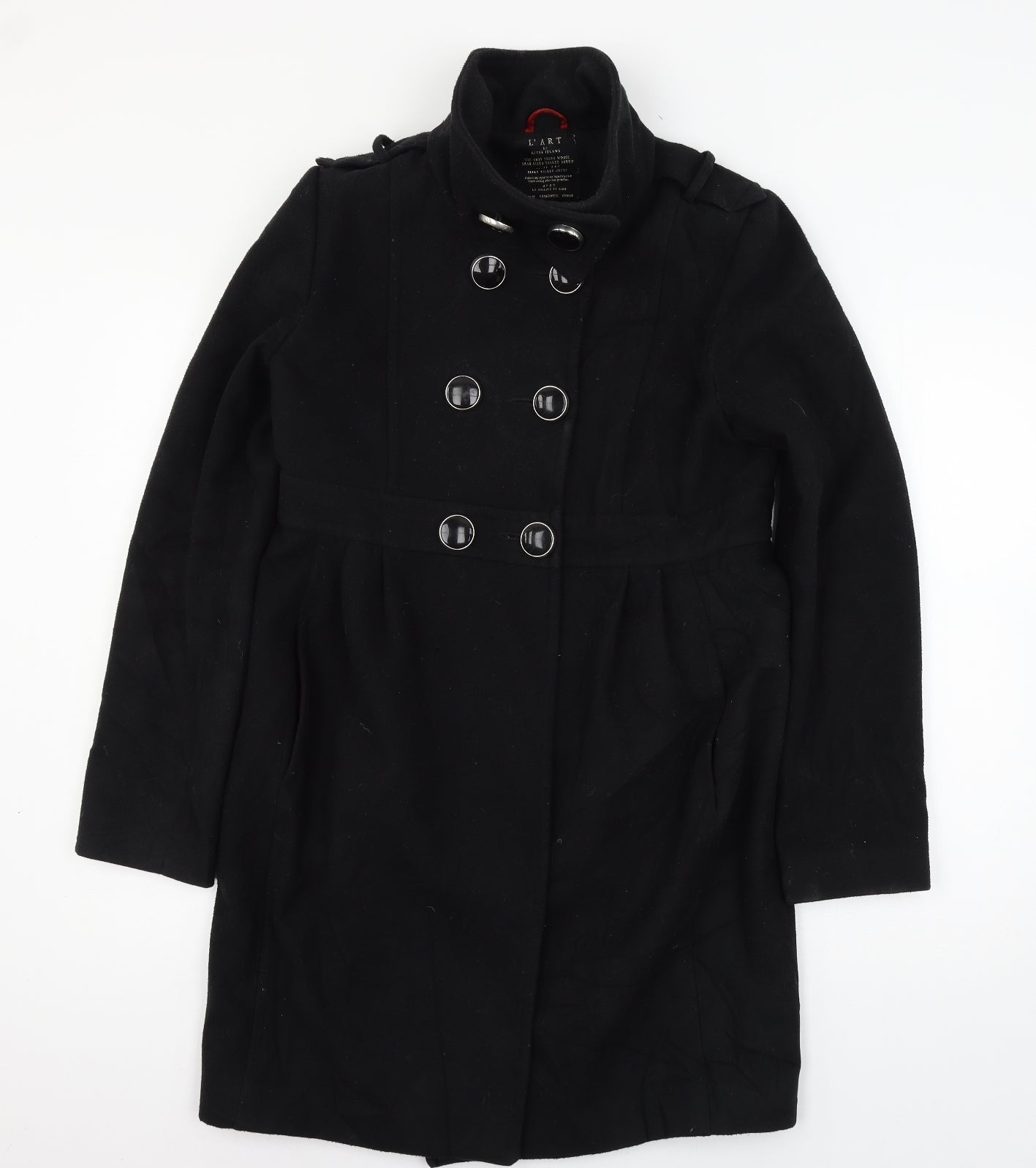 River Island Womens Black   Overcoat Coat Size 12