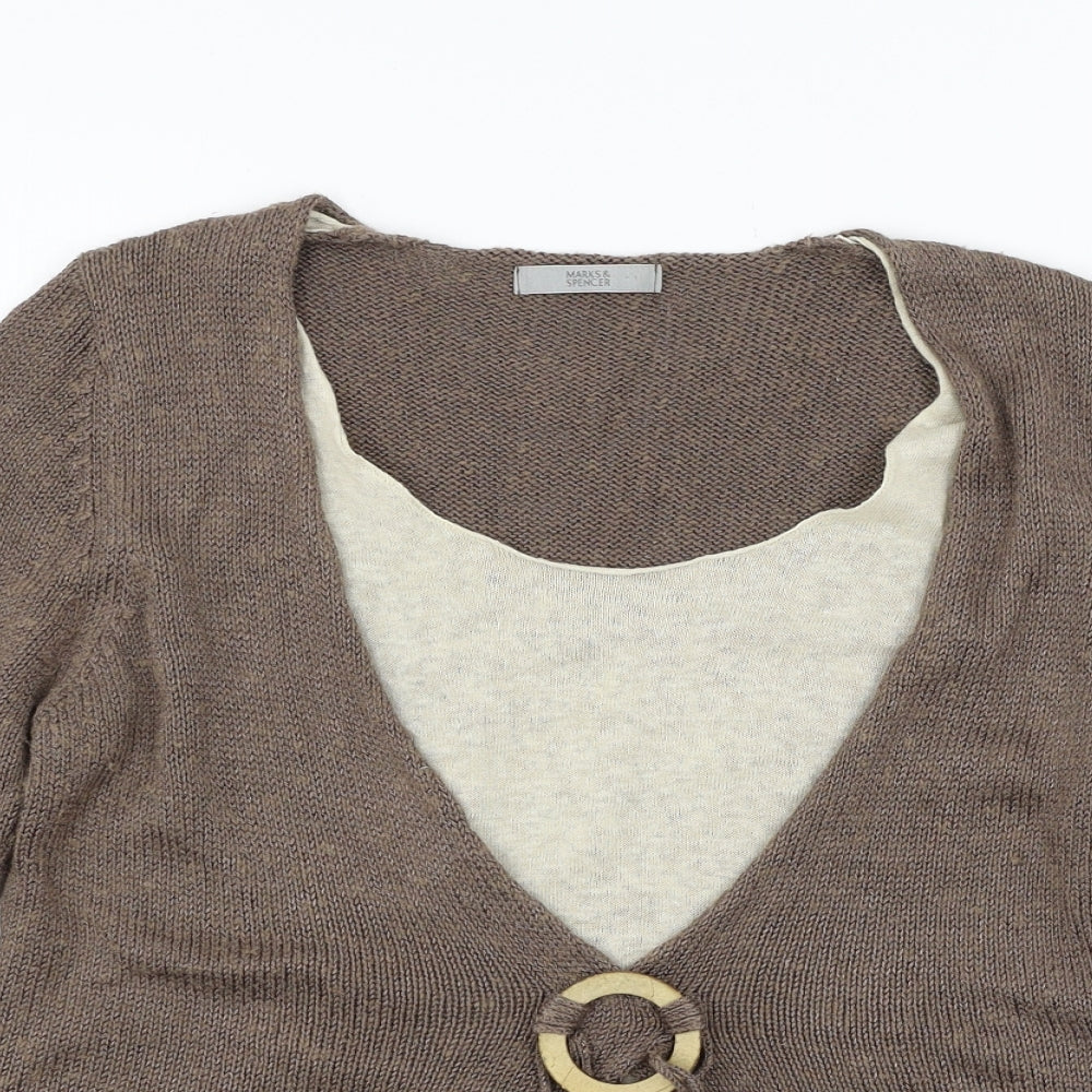 Marks and Spencer Womens Brown  Knit Pullover Jumper Size 14