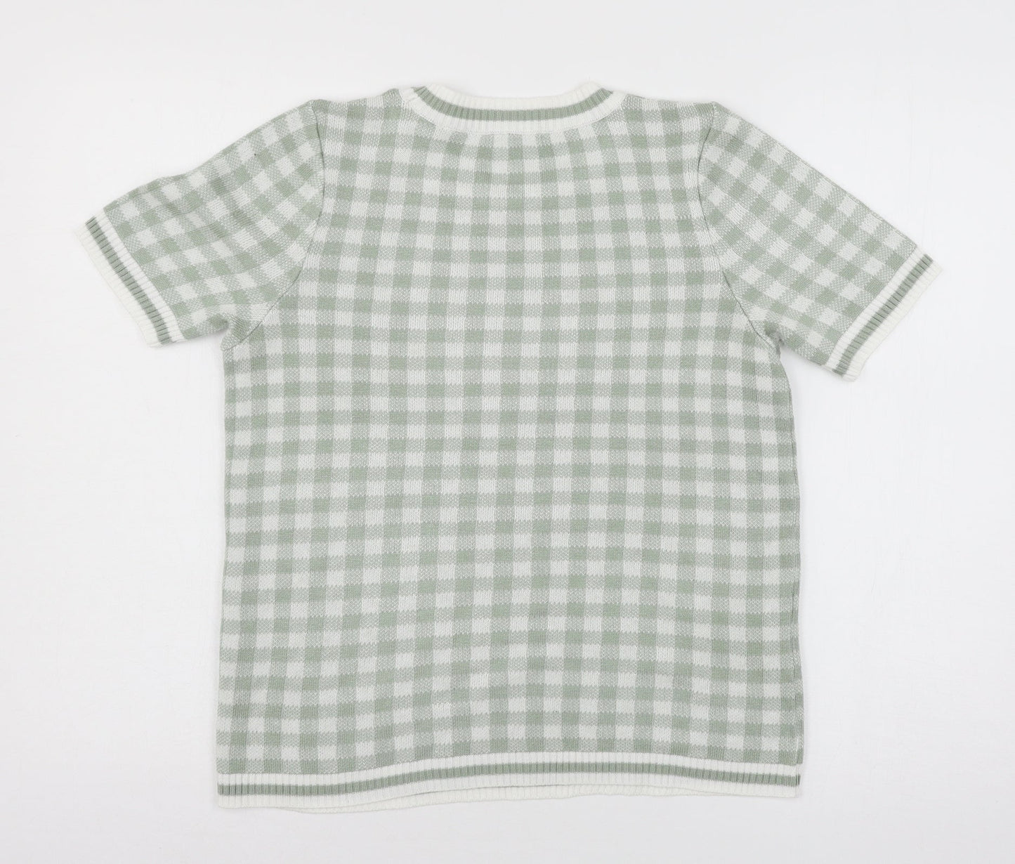 NEXT Womens Green Check Knit Pullover Jumper Size XS