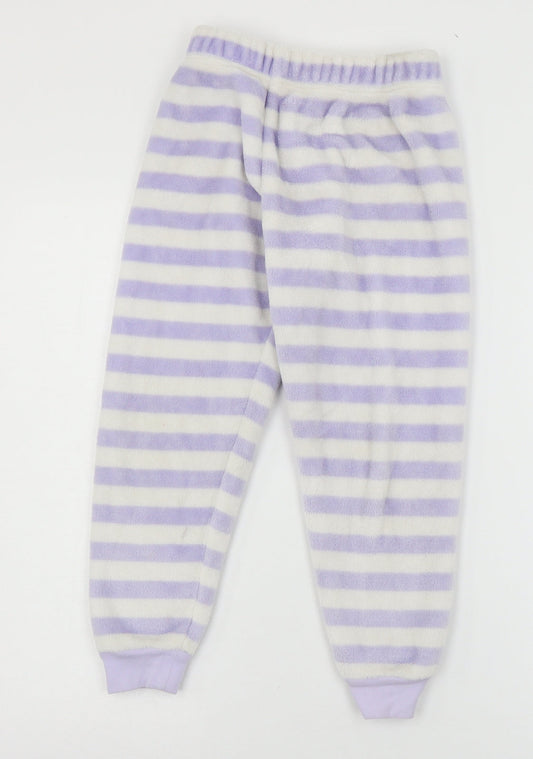 Marks and Spencer Girls Purple Striped Microfibre Capri Pyjama Pants Size 7-8 Years