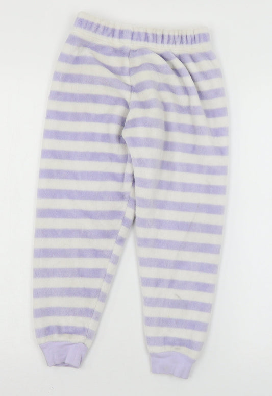 Marks and Spencer Girls Purple Striped Microfibre Capri Pyjama Pants Size 7-8 Years