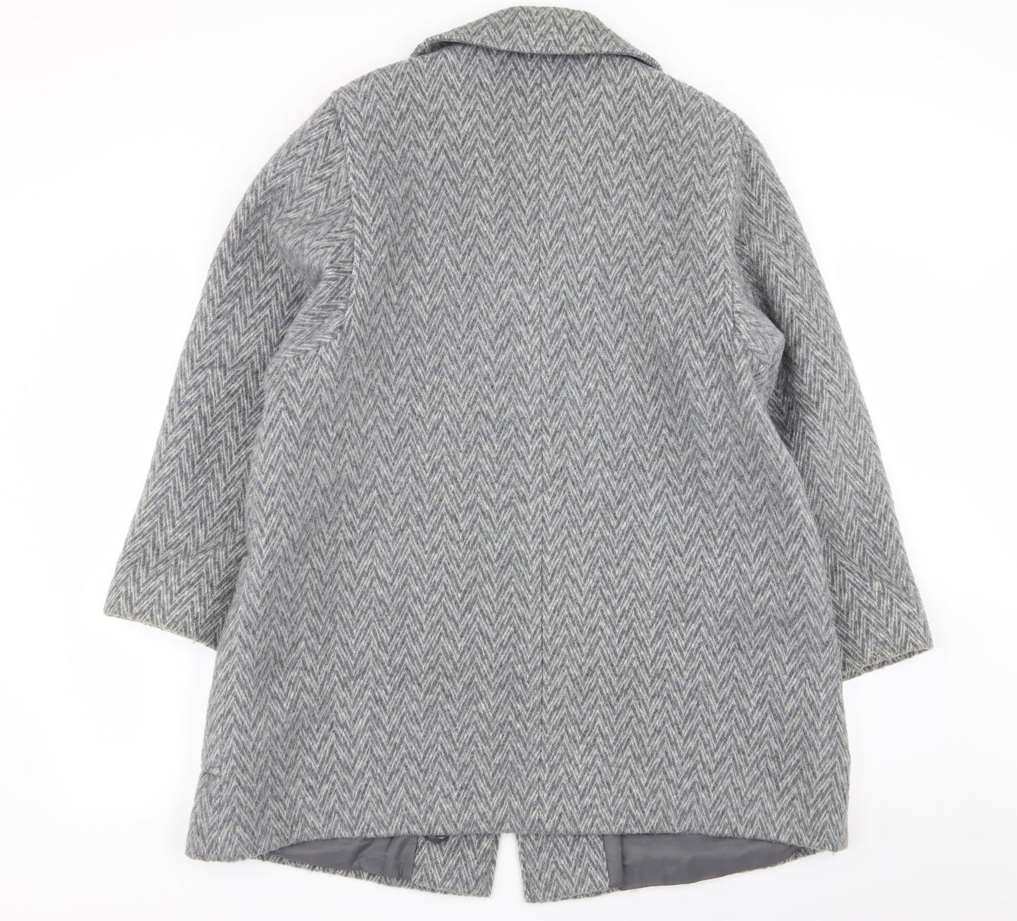 Preworn Womens Grey Geometric  Overcoat Coat Size 16