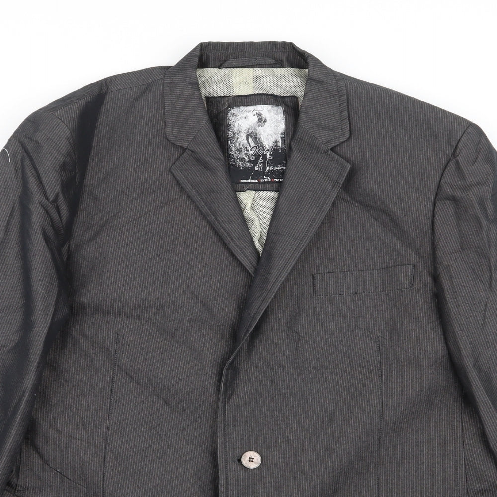 industrial exile system Mens Grey Striped  Jacket Blazer Size 40