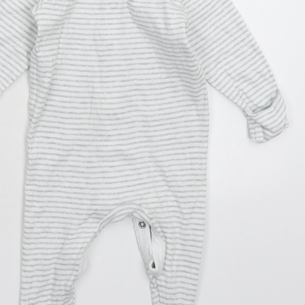 Marks and Spencer Baby White Striped  Babygrow One-Piece Size 3-6 Months