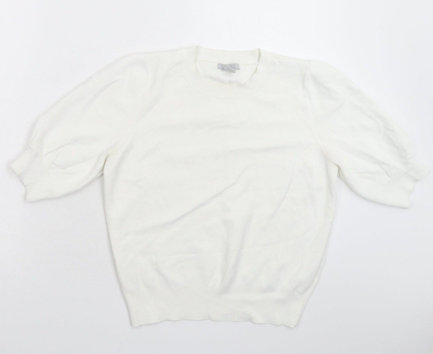 H&M Womens White  Knit Pullover Jumper Size S