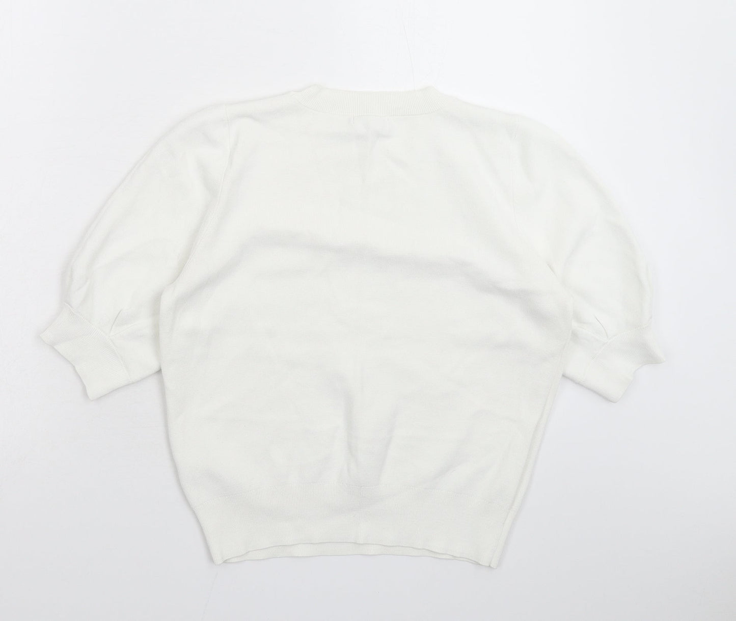 H&M Womens White  Knit Pullover Jumper Size S