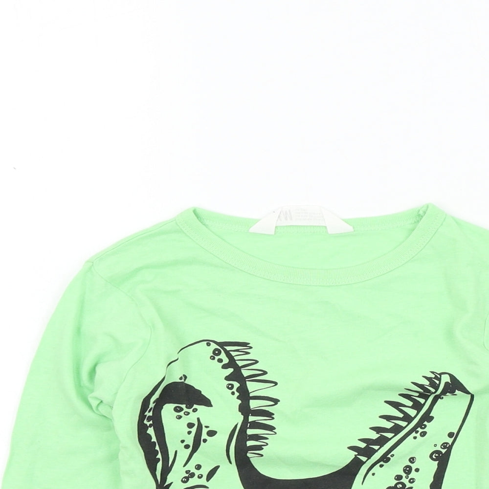 H&M Boys Green Colourblock  Basic T-Shirt Size 2-3 Years  - dinasour