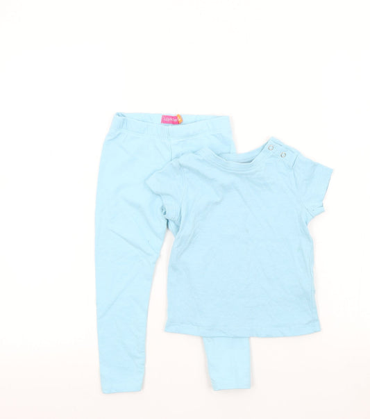 LILY AN DAN Girls Blue Colourblock  Trousers Outfit/Set Size 2 Years