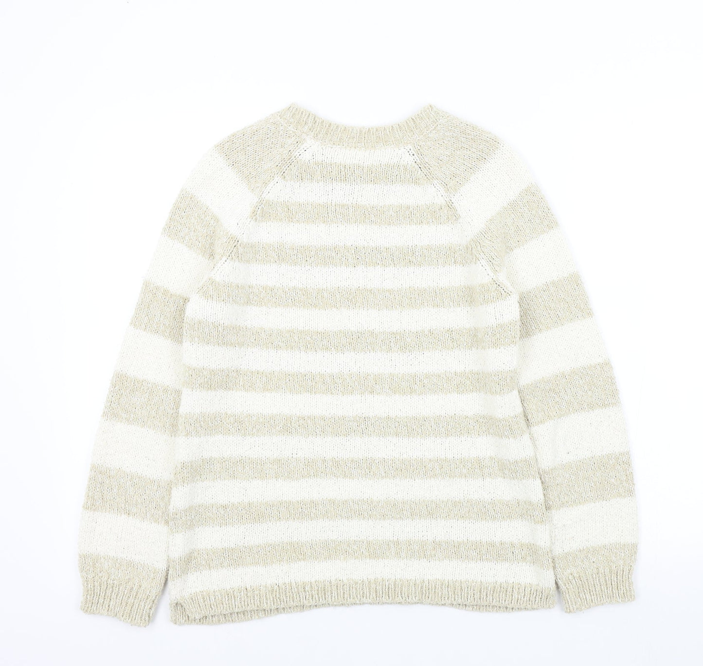 M&S Womens Beige Striped  Pullover Jumper Size 10