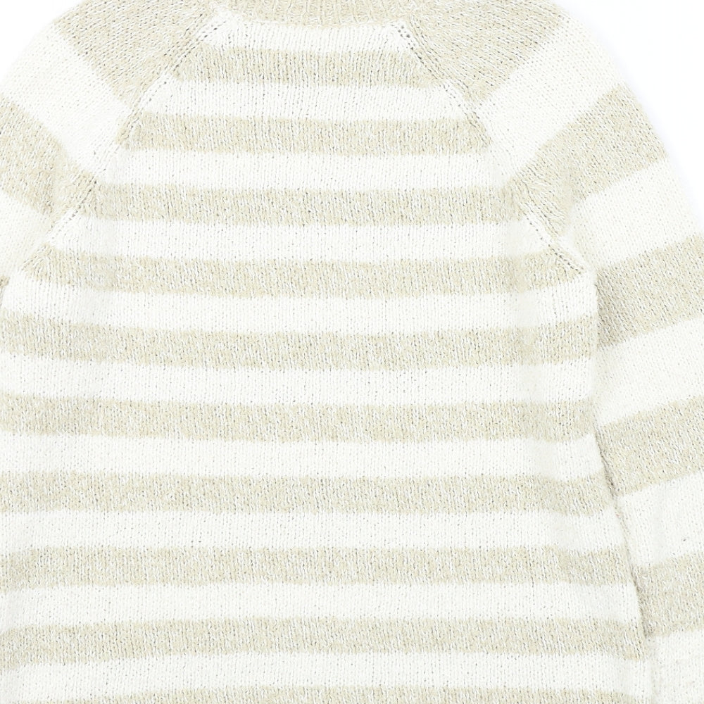 M&S Womens Beige Striped  Pullover Jumper Size 10
