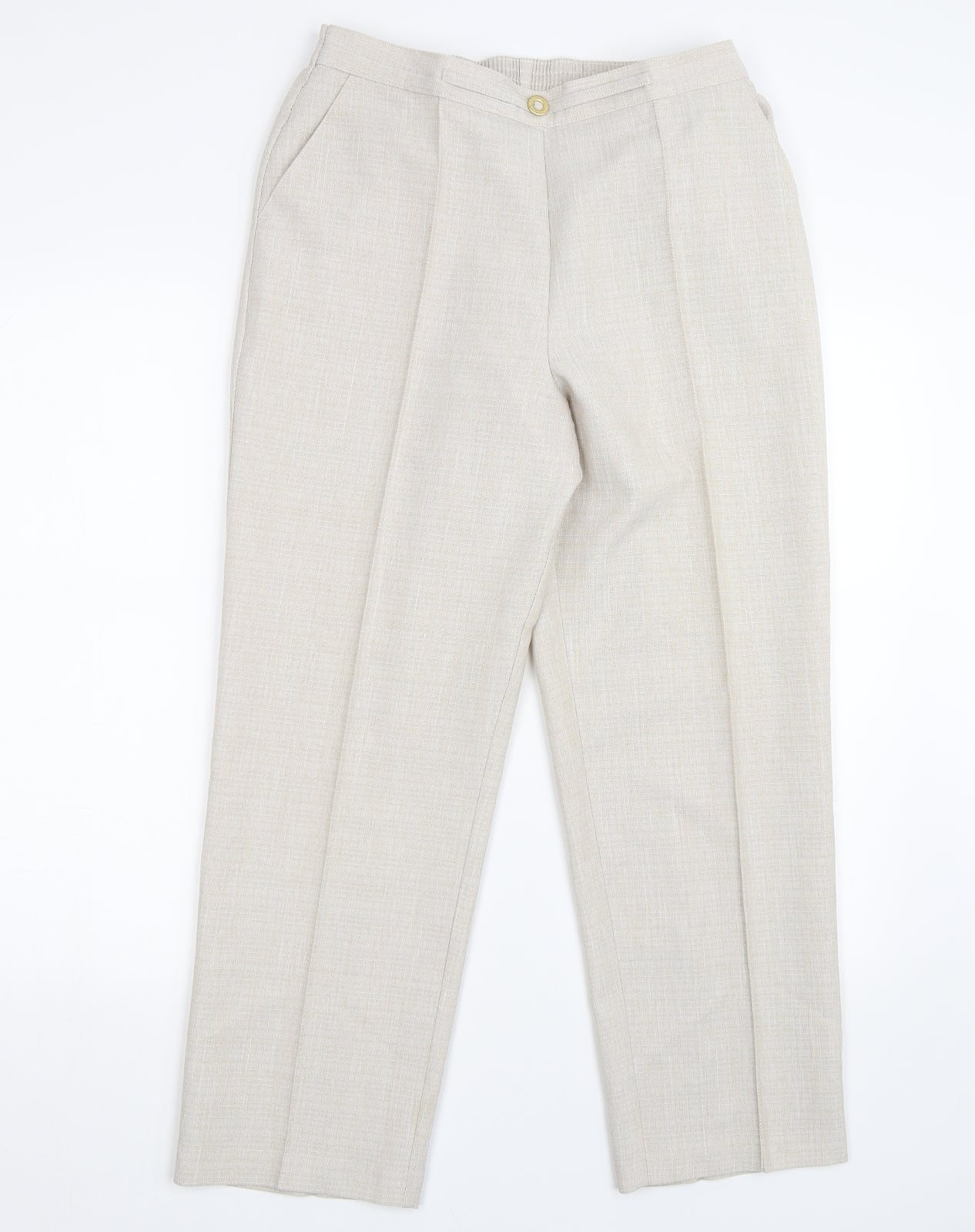 M&S Womens Beige   Carrot Trousers Size 14 L26 in