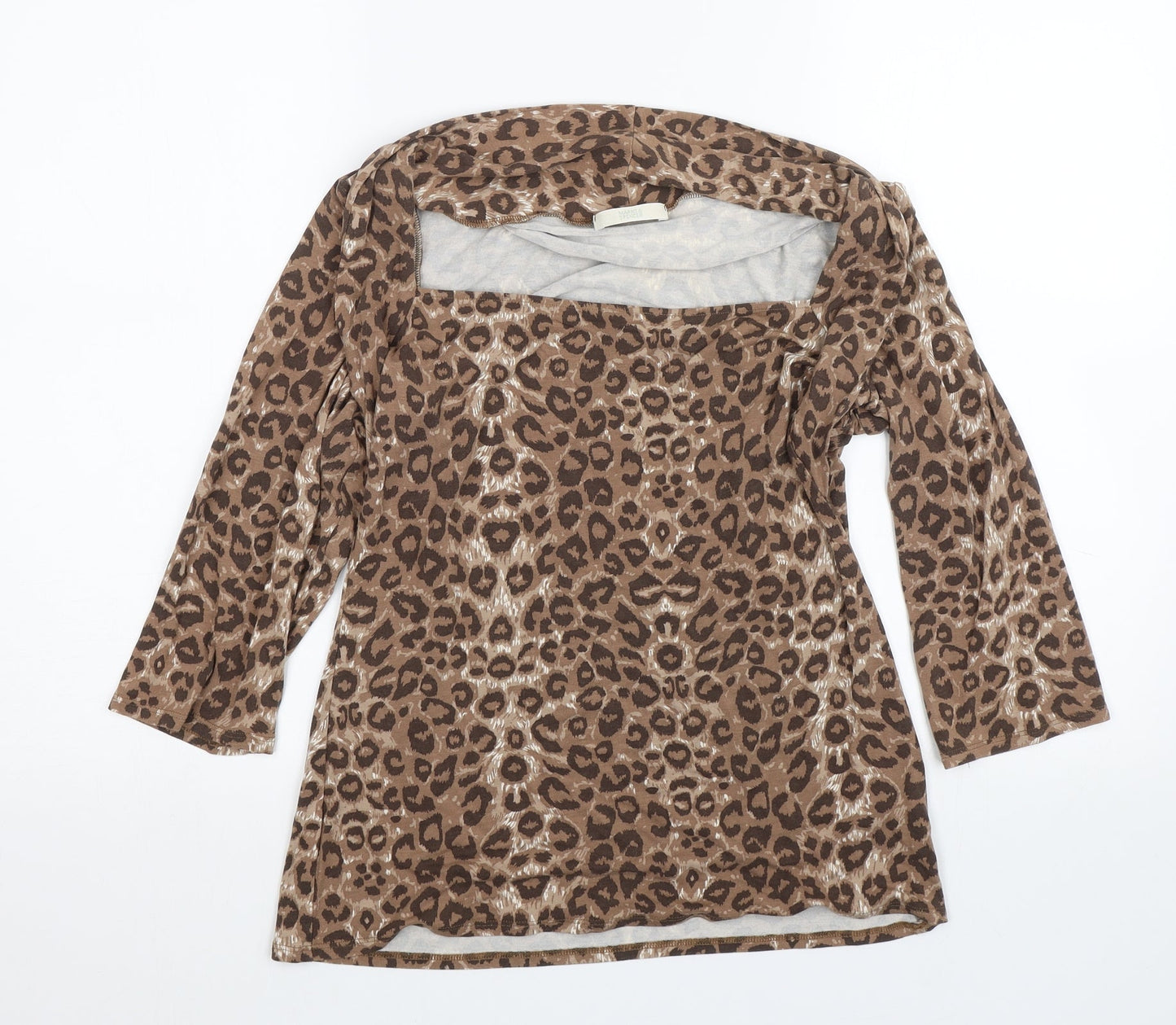 M&S Womens Brown Animal Print  Basic T-Shirt Size 18
