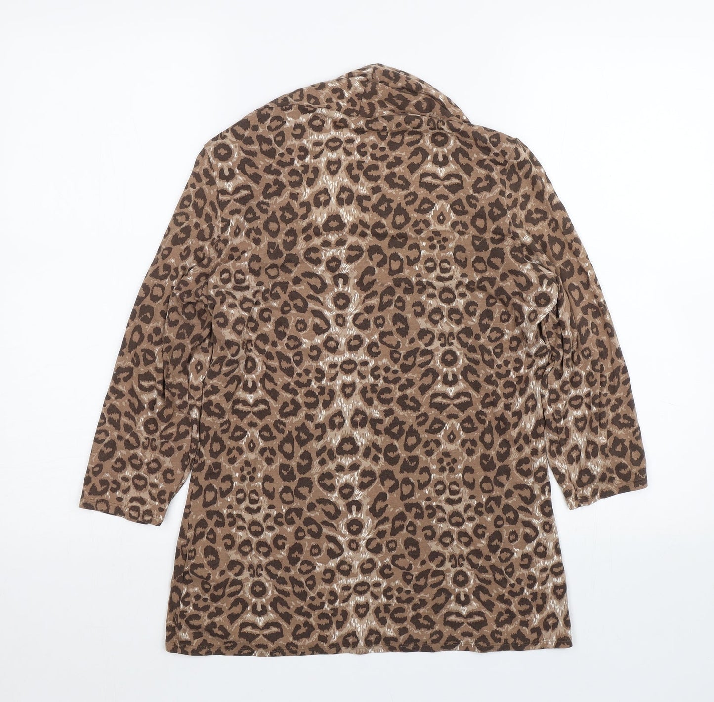 M&S Womens Brown Animal Print  Basic T-Shirt Size 18