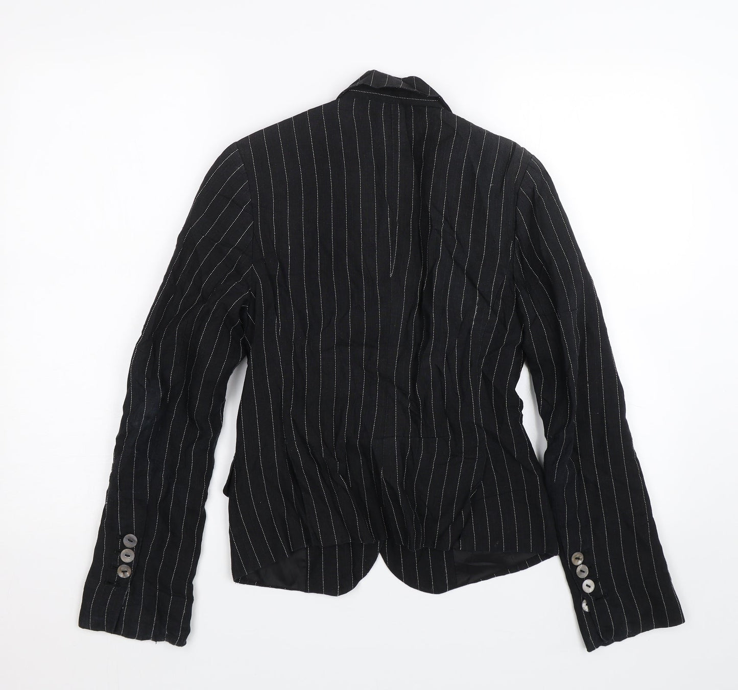H&M Womens Black Striped  Jacket Suit Jacket Size 6