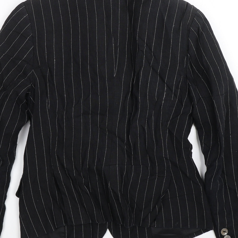 H&M Womens Black Striped  Jacket Suit Jacket Size 6