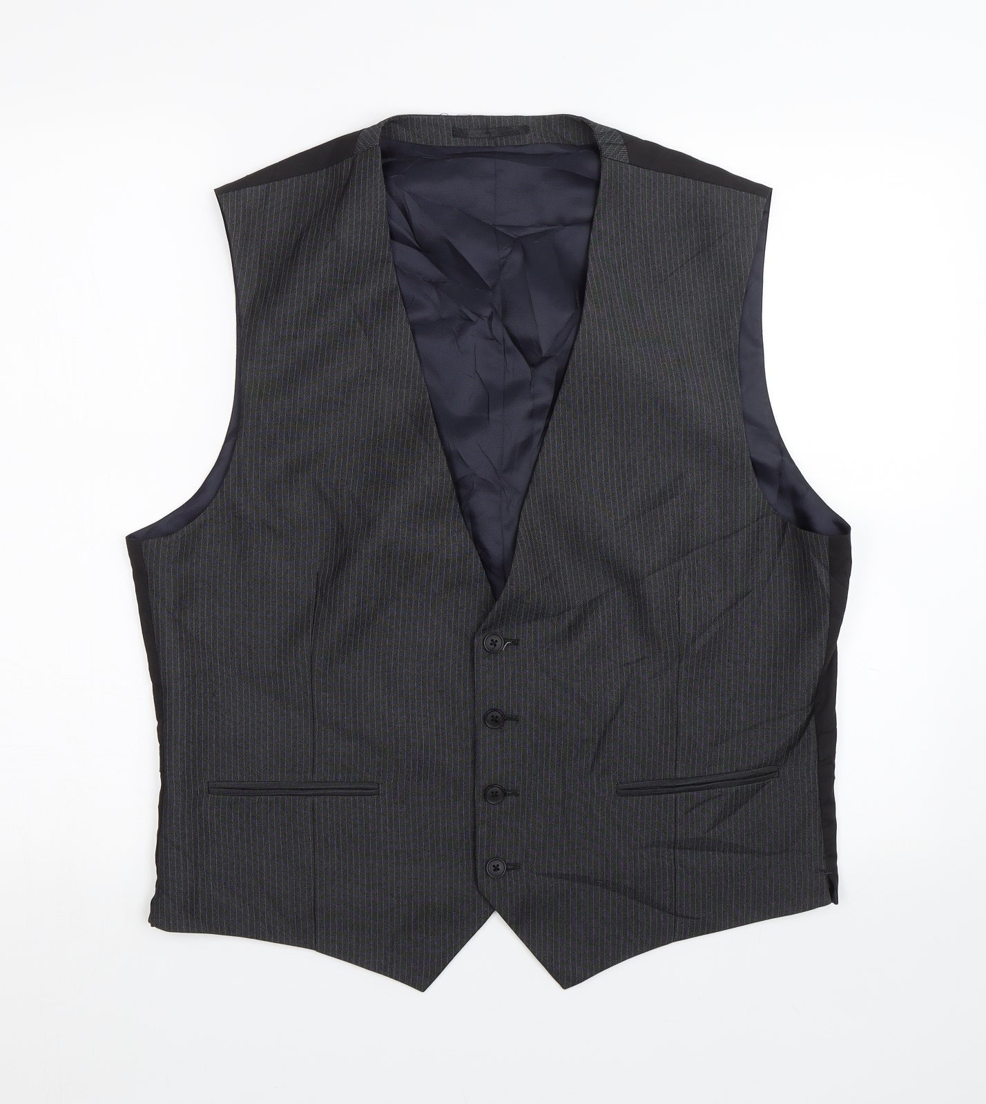 NEXT Mens Grey Striped  Jacket Suit Waistcoat