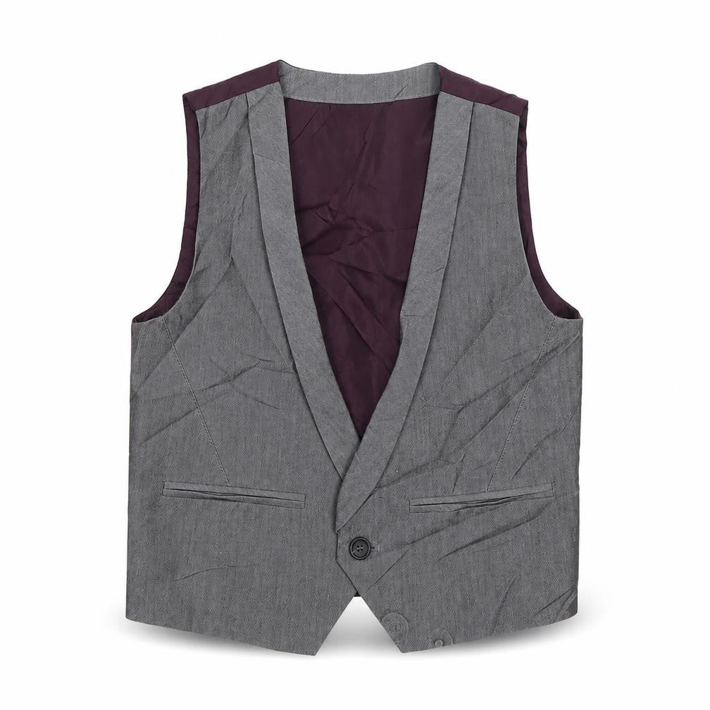 Front view of Next boys’ grey jacket waistcoat, size 4-5, years