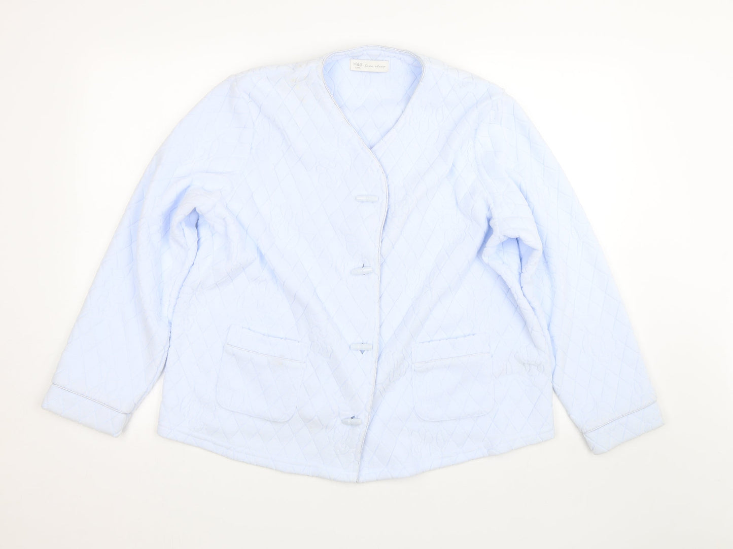 M&S Womens Blue Argyle/Diamond  Top Pyjama Top Size 12