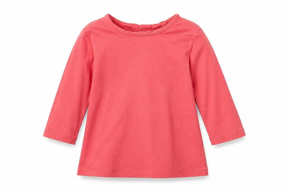 Front view of Marks & Spencer girls’ pink basic t-shirt, size 6-9, months