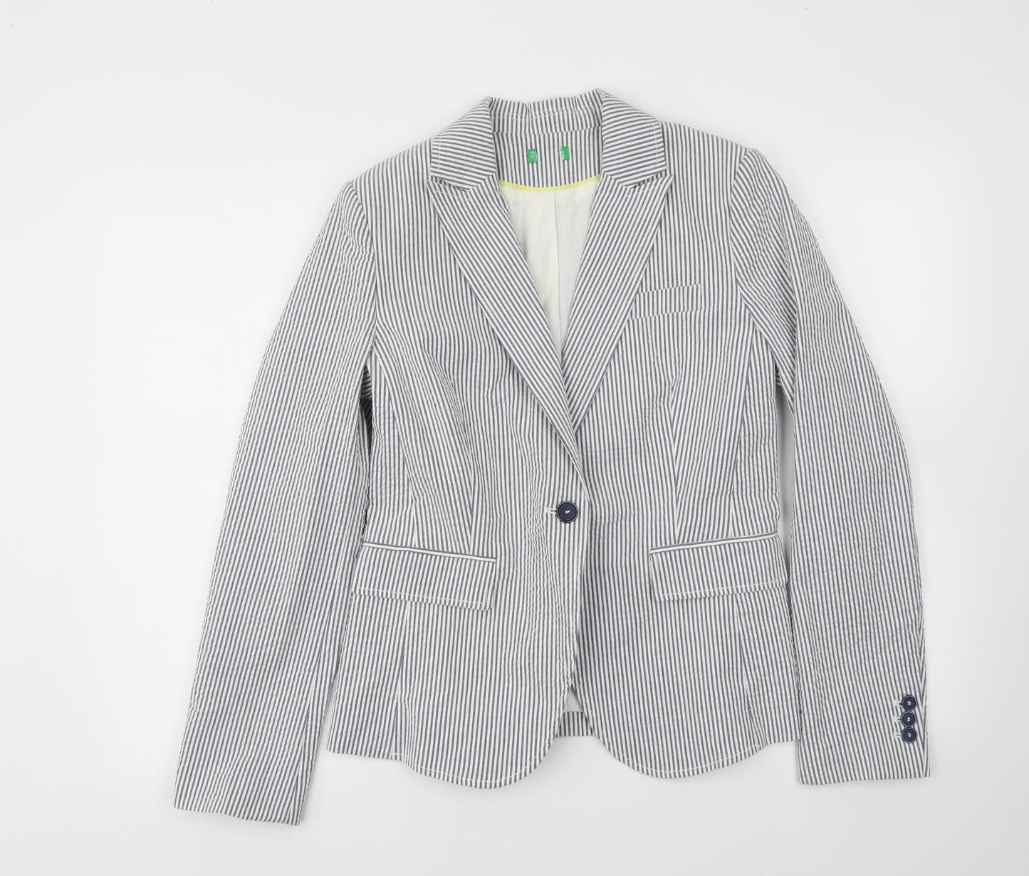 Preworn Womens Blue Striped  Jacket Blazer Size 10