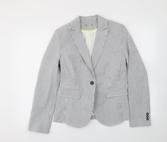 Preworn Womens Blue Striped  Jacket Blazer Size 10